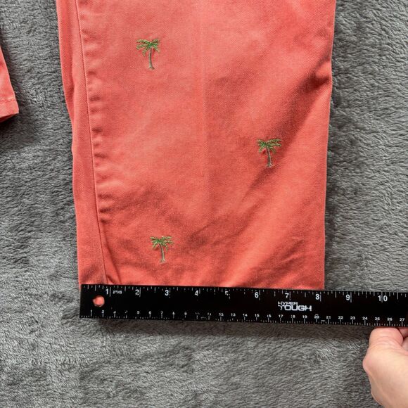 J Crew Women Pants Embroidered Favorite Fit Palm Trees Cotton Coral Size 6 C132 - Picture 7 of 10
